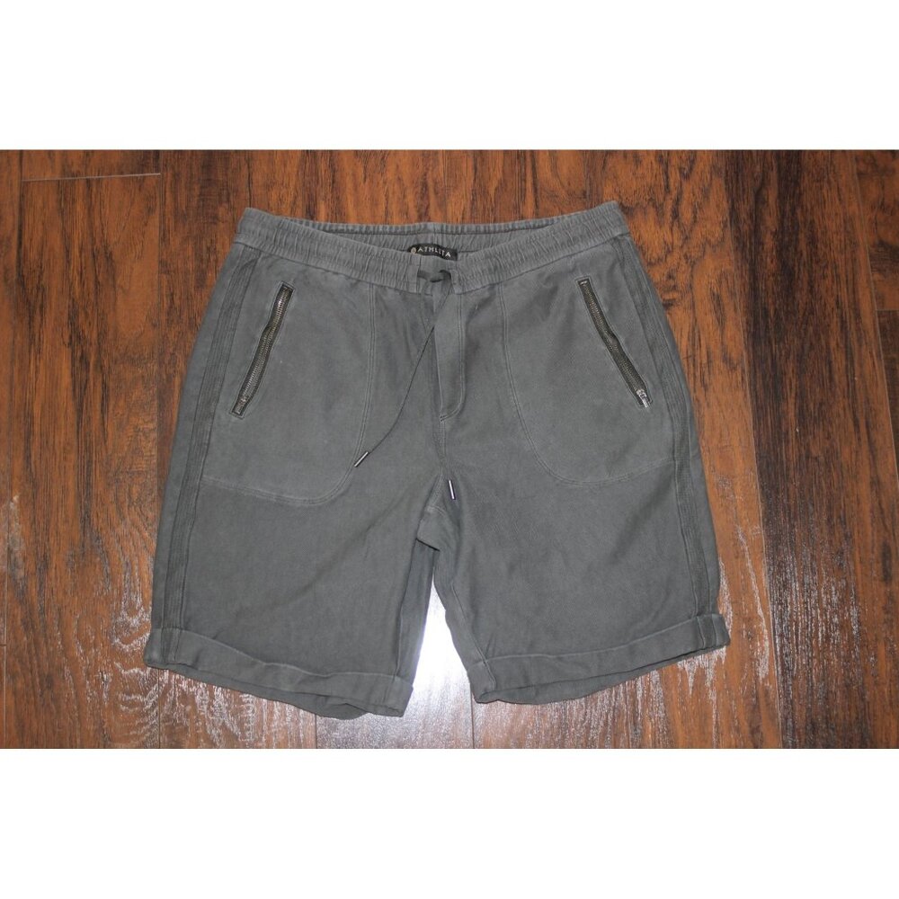 Athleta Womens Gray Drawstring Utility Shorts W/ Zipper Pockets Size 14 Cotton B
